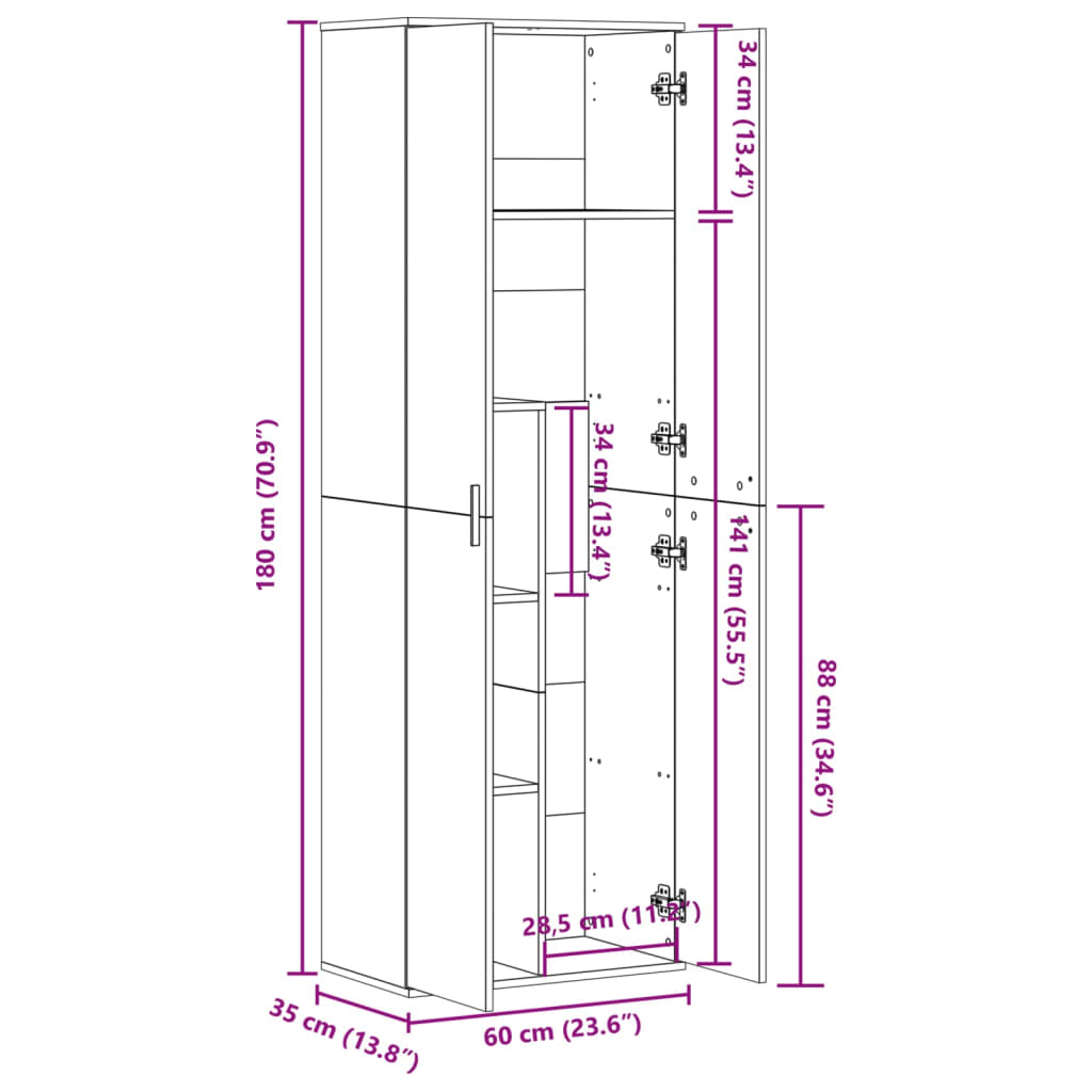 Image Buffet haut blanc 60x35x180 cm bois d’ingénierie | Xios Store SNC vidaXL Xios Store SNC