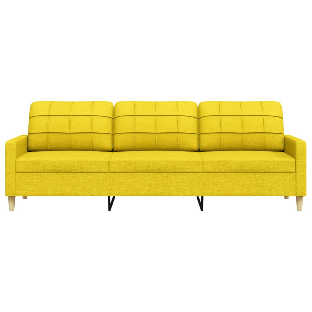 Canapé à 3 places Jaune clair 210 cm Tissu Canapés vidaXL   