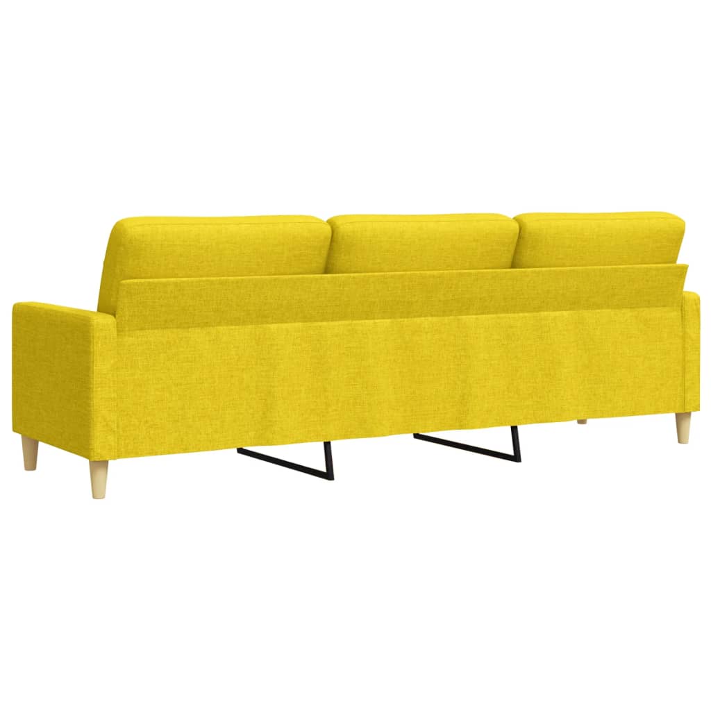 Canapé à 3 places Jaune clair 210 cm Tissu Canapés vidaXL   