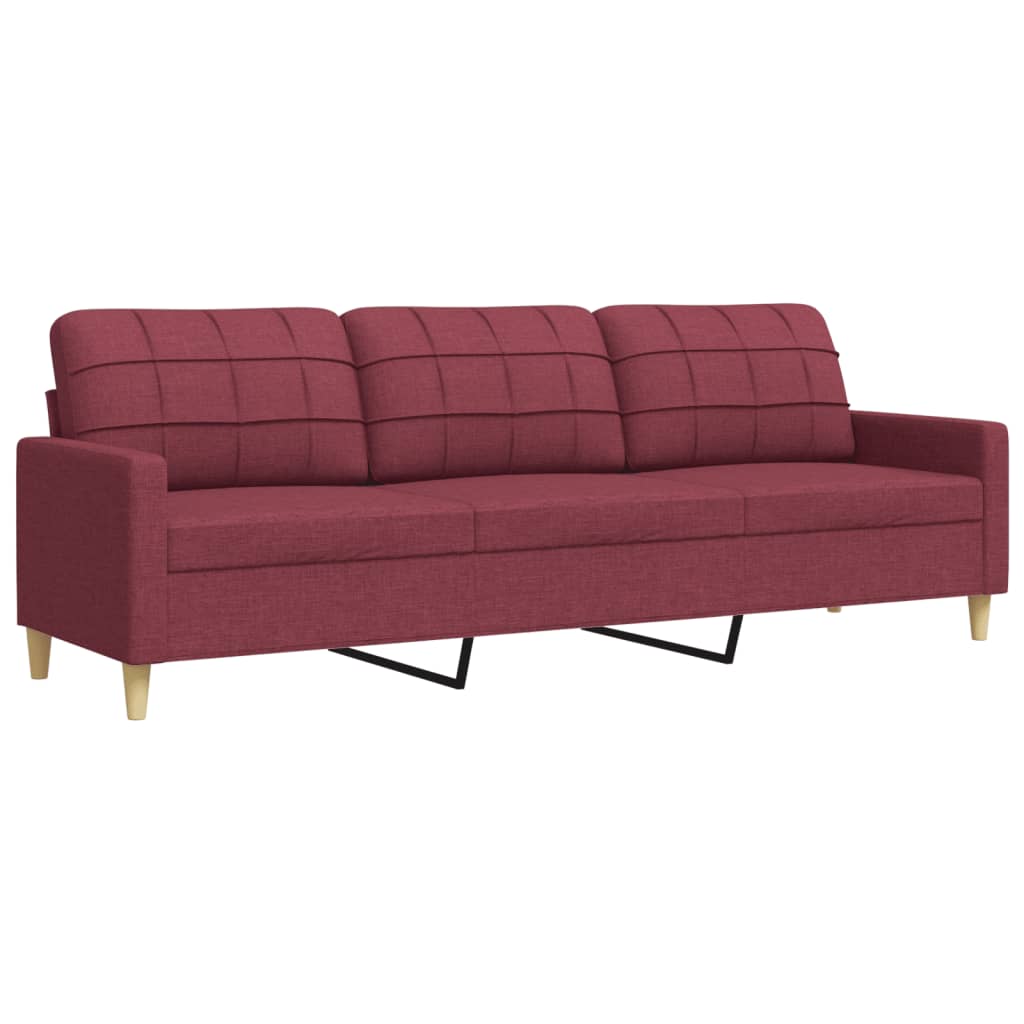 Canapé à 3 places Rouge bordeaux 210 cm Tissu Canapés vidaXL   