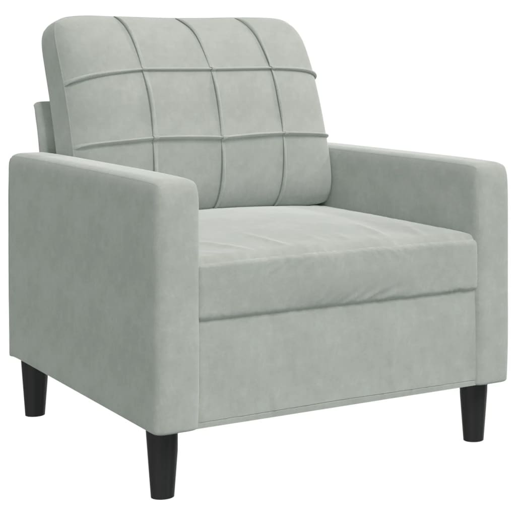 Fauteuil Gris clair 60 cm Velours Canapés vidaXL   