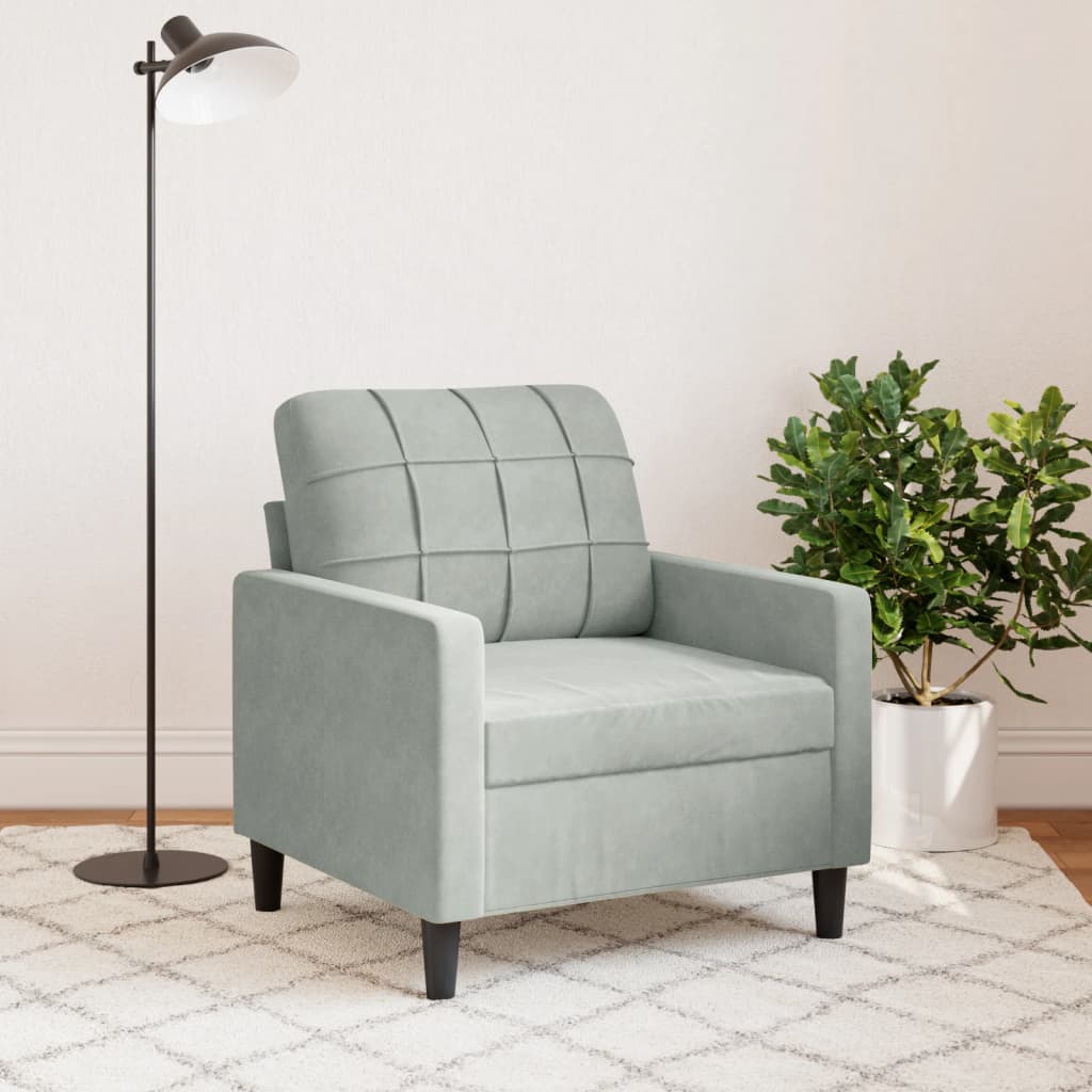 Fauteuil Gris clair 60 cm Velours Canapés vidaXL   