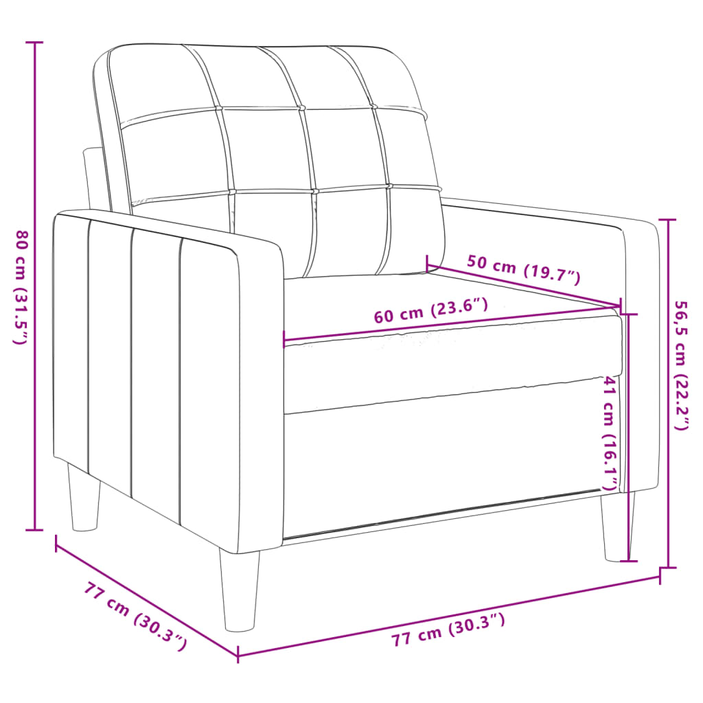 Fauteuil Gris clair 60 cm Velours Canapés vidaXL   