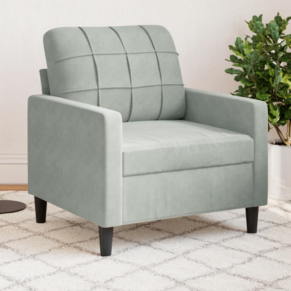 Fauteuil Gris clair 60 cm Velours Canapés vidaXL   