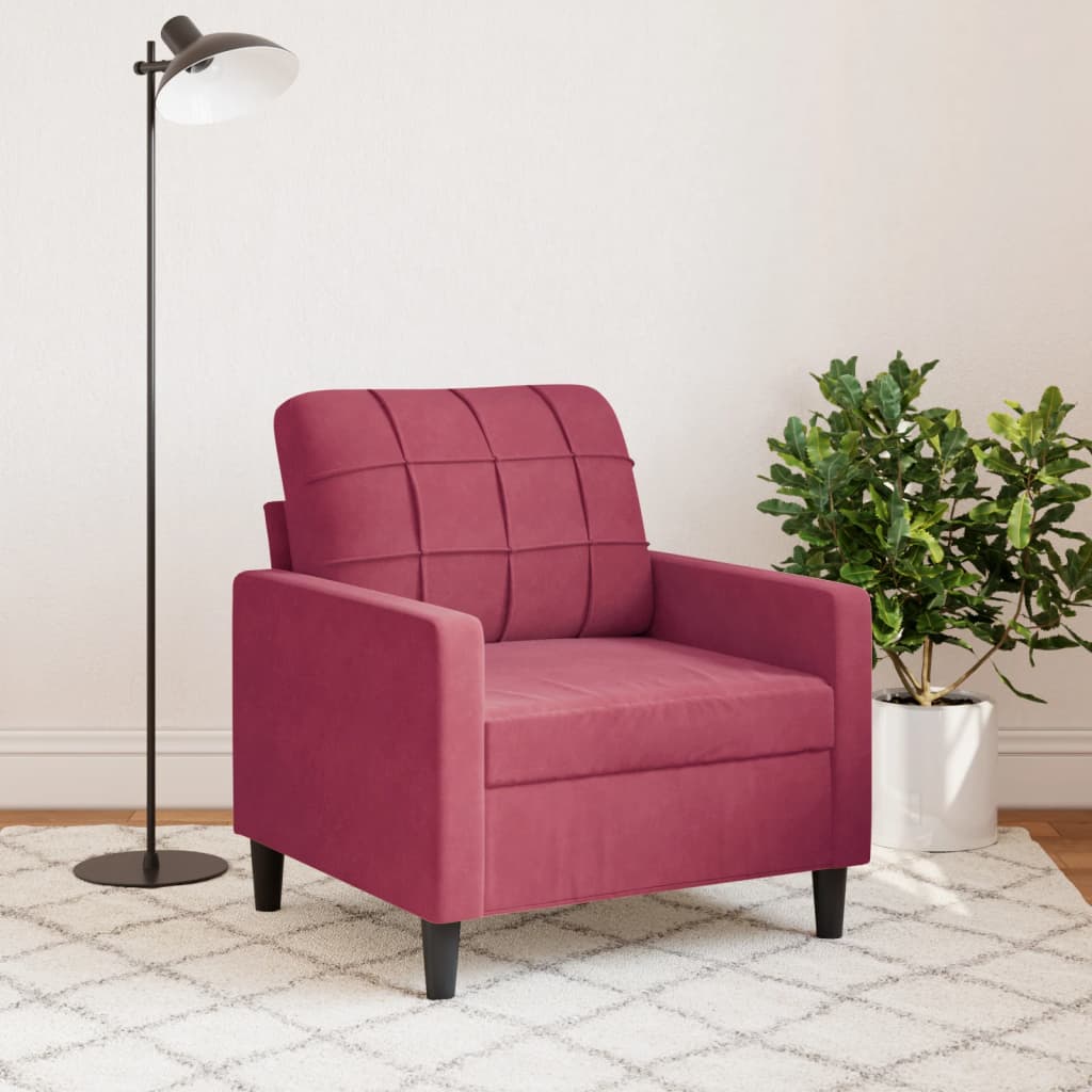 Fauteuil Rouge bordeaux 60 cm Velours Canapés vidaXL   