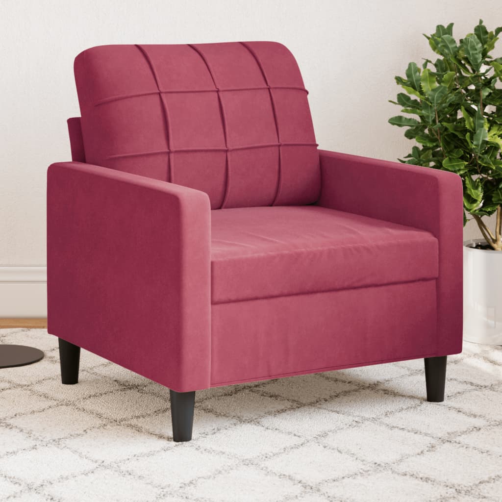 Fauteuil Rouge bordeaux 60 cm Velours Canapés vidaXL   