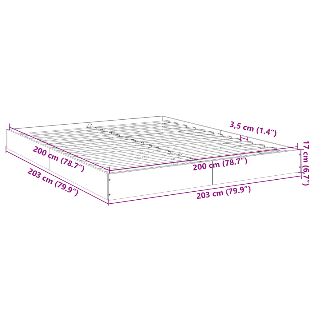 Cadre de lit blanc 200x200 cm bois d'ingénierie Lits & cadres de lit vidaXL   