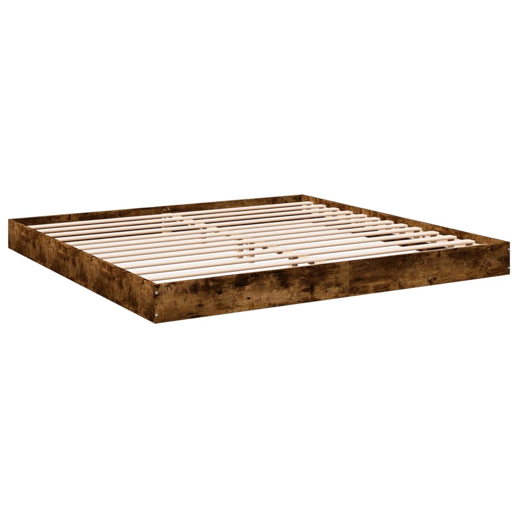 Cadre de lit chêne fumé 200x200 cm bois d'ingénierie Lits & cadres de lit vidaXL   