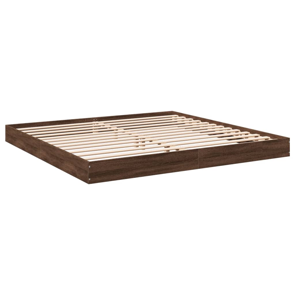 Cadre de lit chêne marron 200x200 cm bois d'ingénierie Lits & cadres de lit vidaXL   