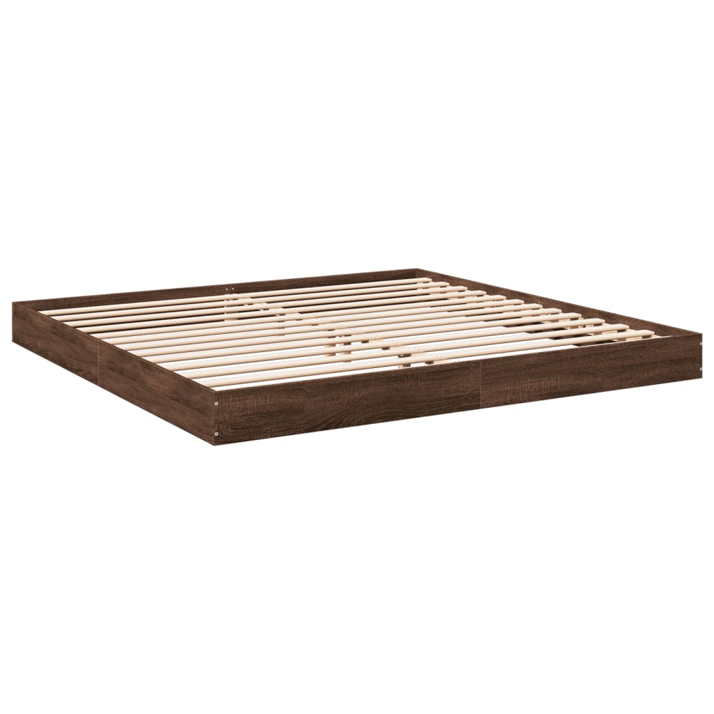 Cadre de lit chêne marron 200x200 cm bois d'ingénierie Lits & cadres de lit vidaXL   