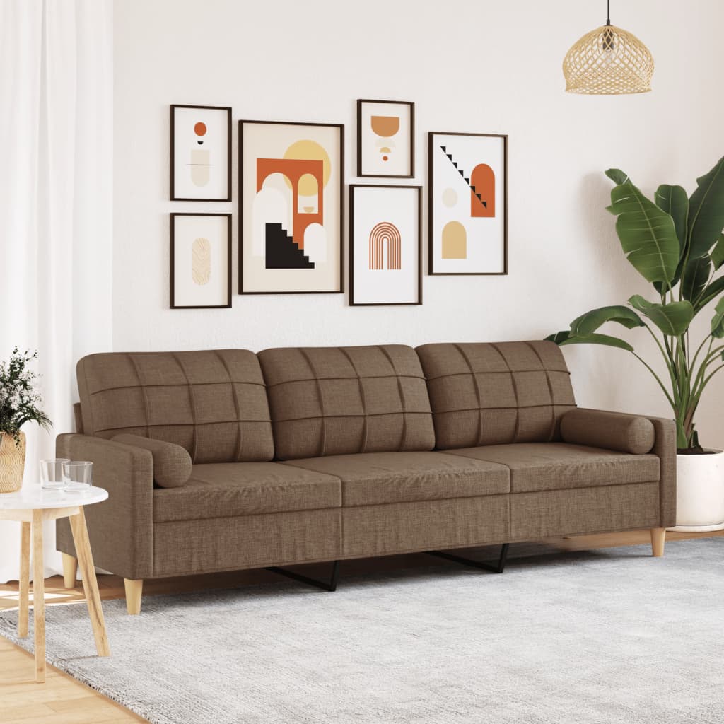 Canapé 3 places avec oreillers décoratifs marron 210 cm tissu Canapés vidaXL