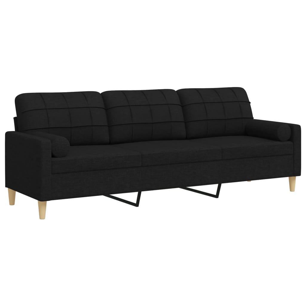 Canapé 3 places avec oreillers décoratifs noir 210 cm tissu Canapés vidaXL