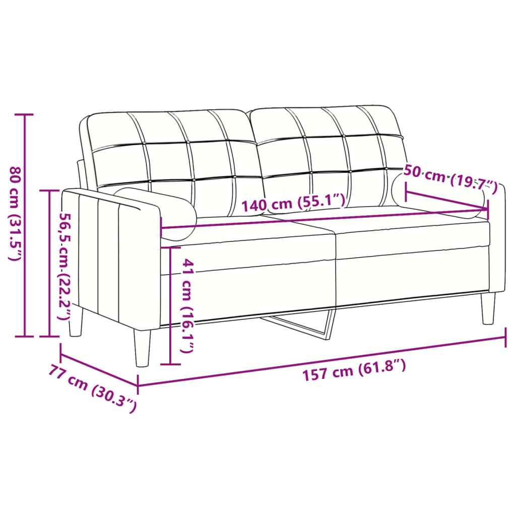 Canapé 2 places avec oreillers gris clair 140 cm velours Canapés vidaXL   