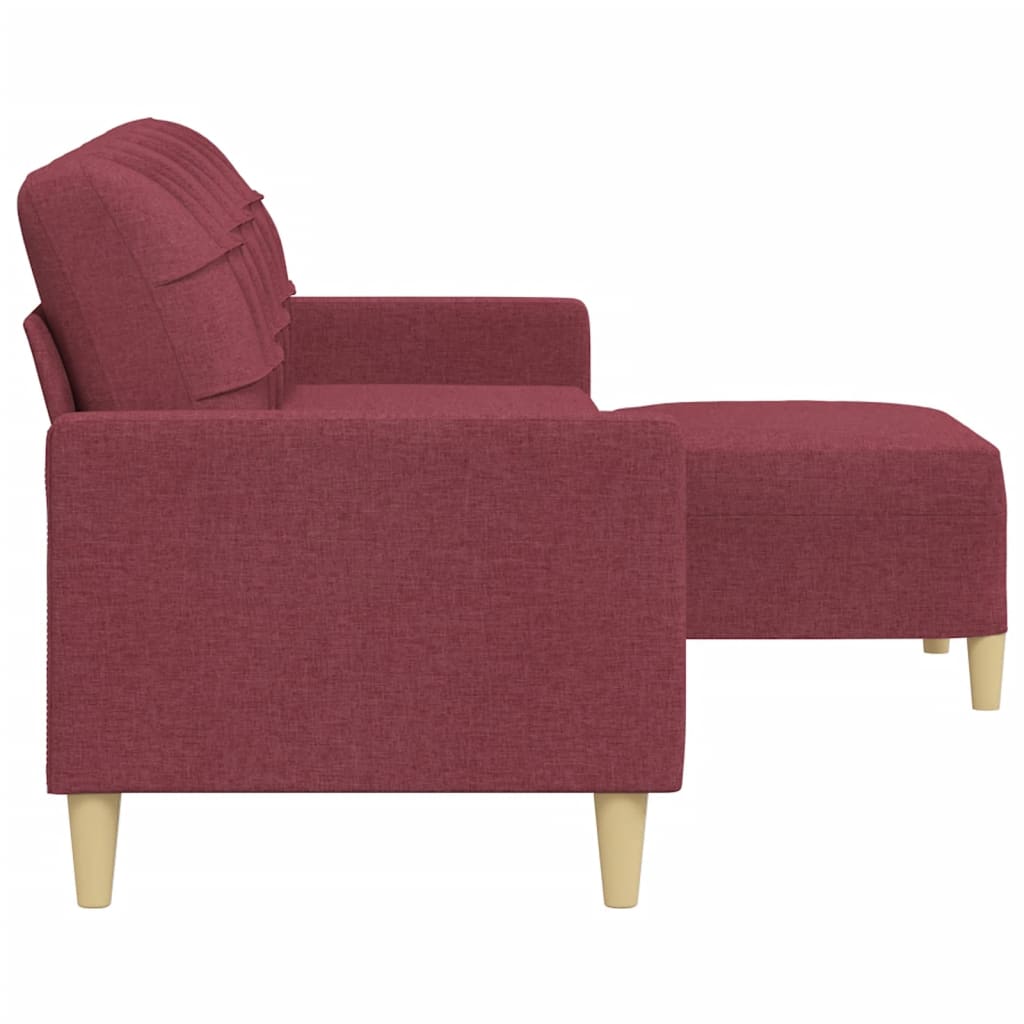 Canapé à 3 places avec repose-pieds Rouge bordeaux 210 cm Tissu Canapés vidaXL   