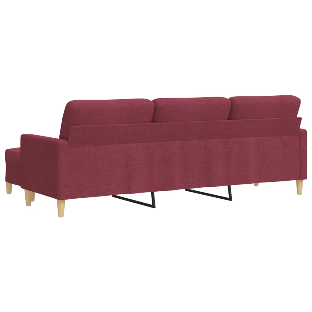 Canapé à 3 places avec repose-pieds Rouge bordeaux 210 cm Tissu Canapés vidaXL   