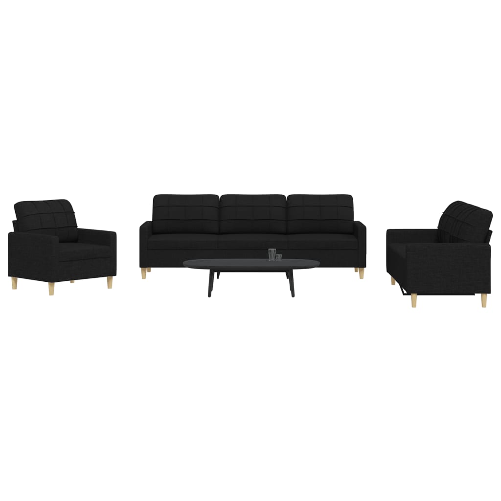 Ensemble de canapés 3 pcs noir tissu Canapés vidaXL