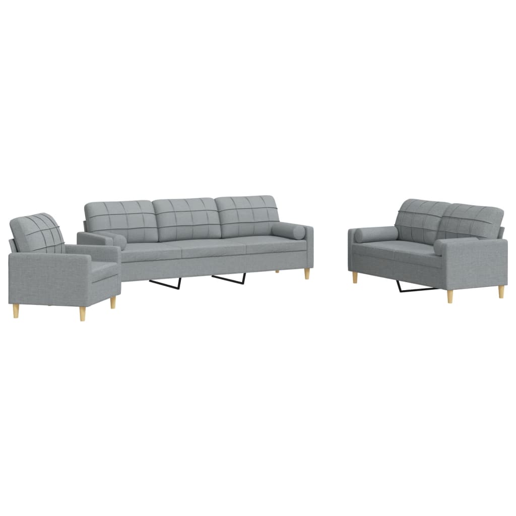 Ensemble de canapés 3 pcs coussins décoratifs gris clair tissu Canapés vidaXL   