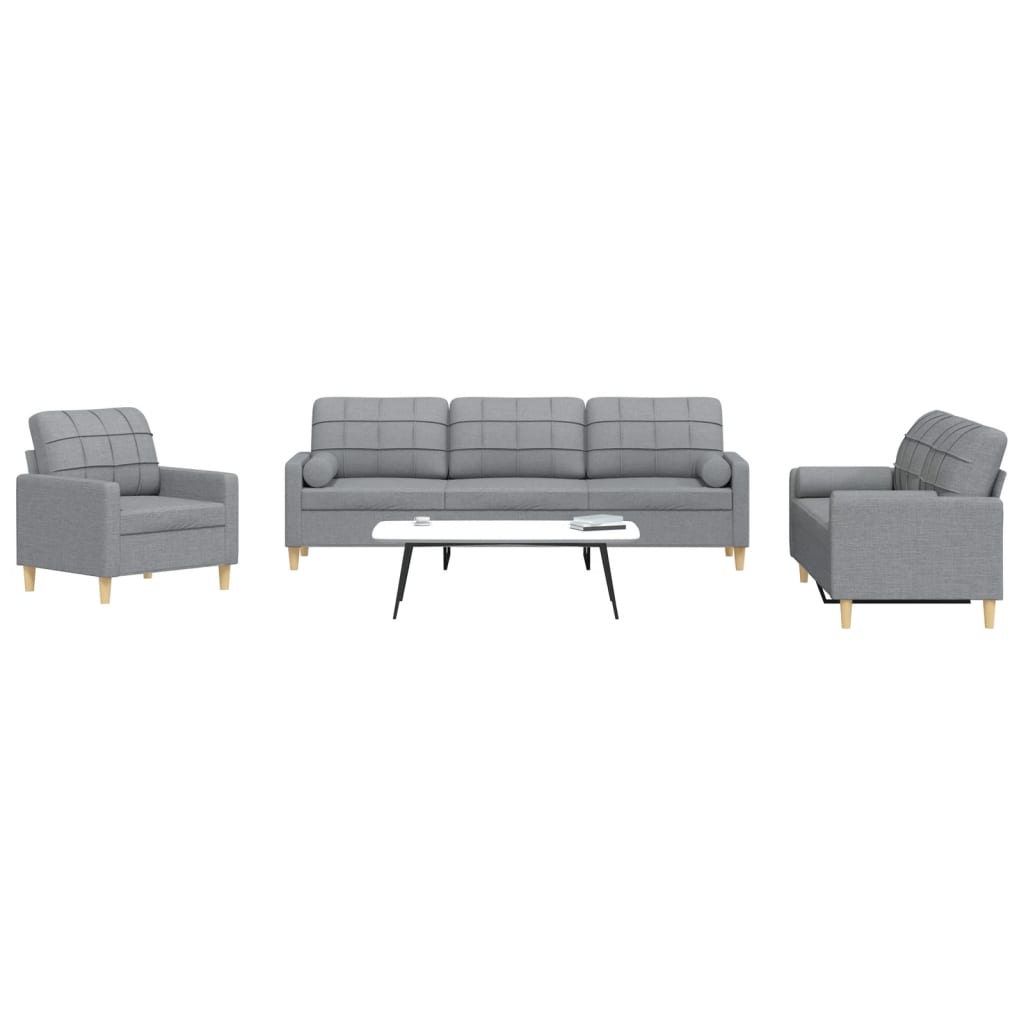 Ensemble de canapés 3 pcs coussins décoratifs gris clair tissu Canapés vidaXL   