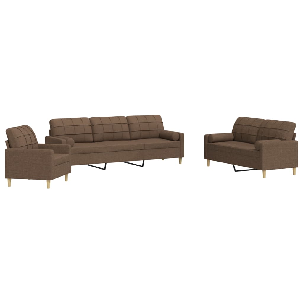 Ensemble de canapés 3 pcs avec coussins décoratifs marron tissu Canapés vidaXL