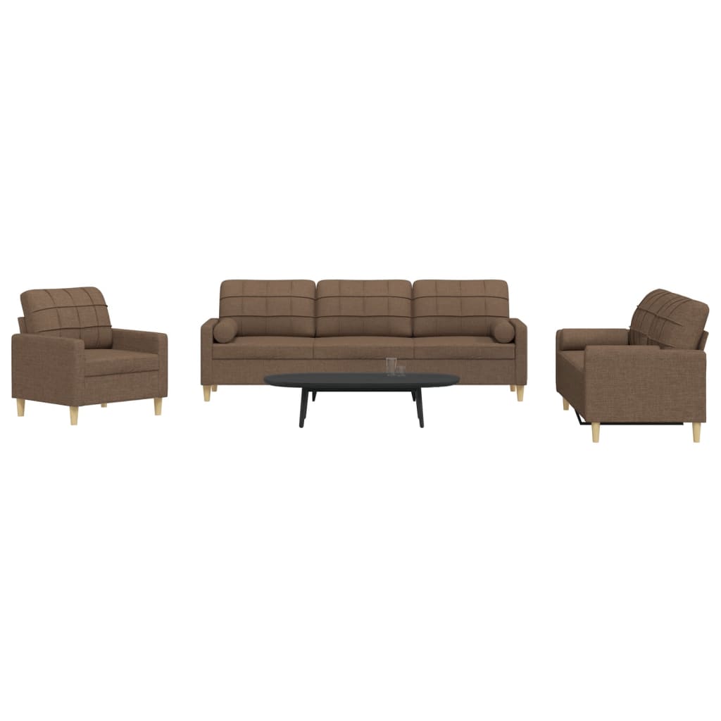 Ensemble de canapés 3 pcs avec coussins décoratifs marron tissu Canapés vidaXL