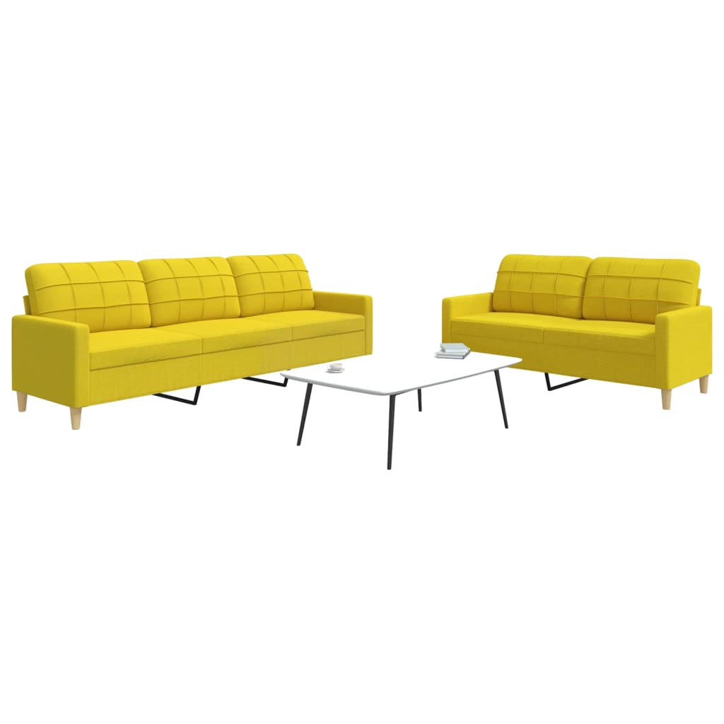 Ensemble de canapés 2 pcs jaune clair tissu Canapés vidaXL   