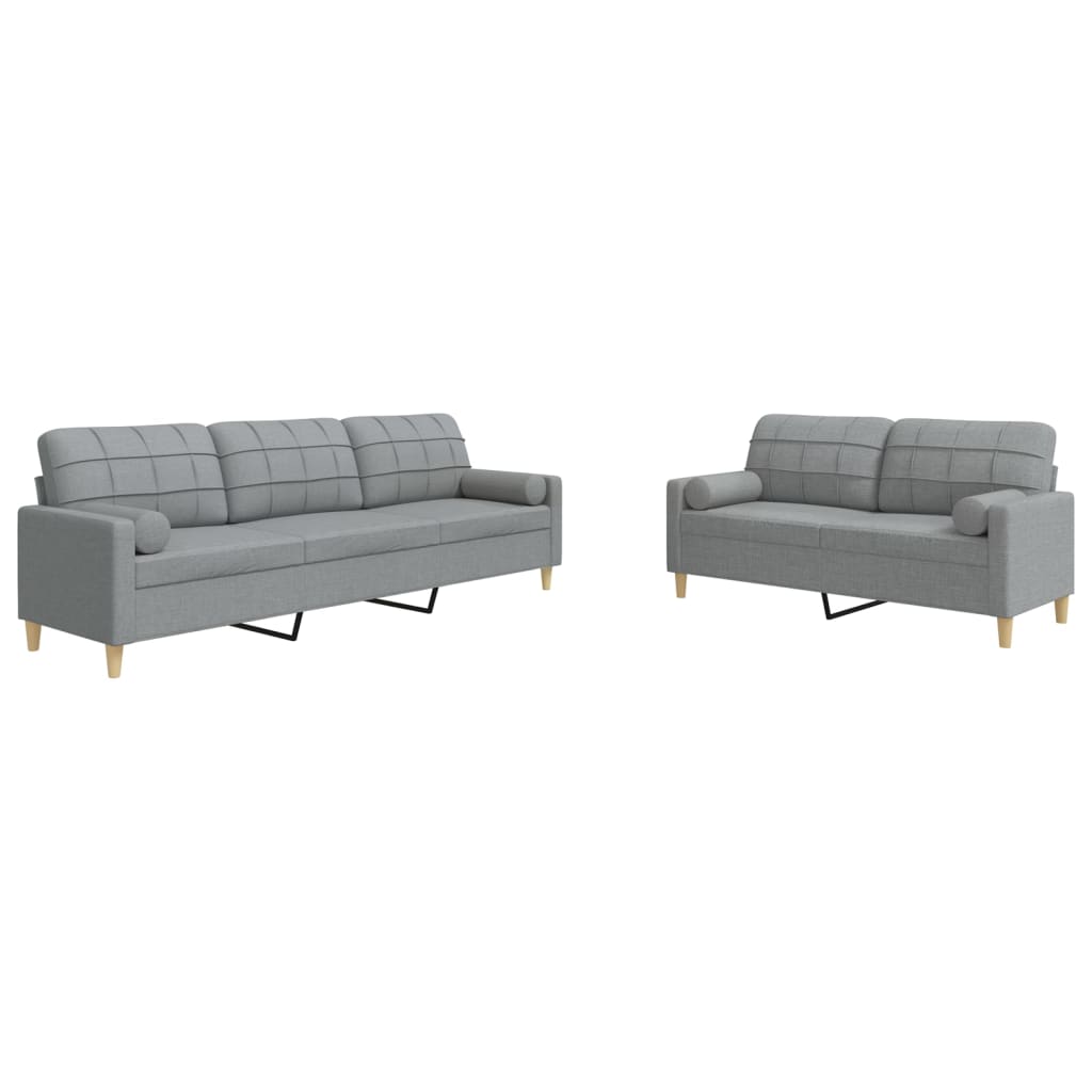 Ensemble de canapés 2 pcs coussins décoratifs gris clair tissu Canapés vidaXL   