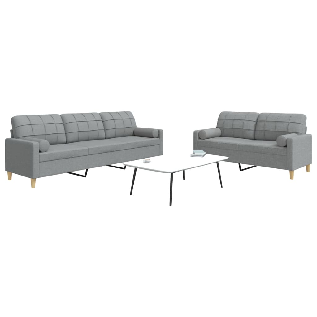 Ensemble de canapés 2 pcs coussins décoratifs gris clair tissu Canapés vidaXL   