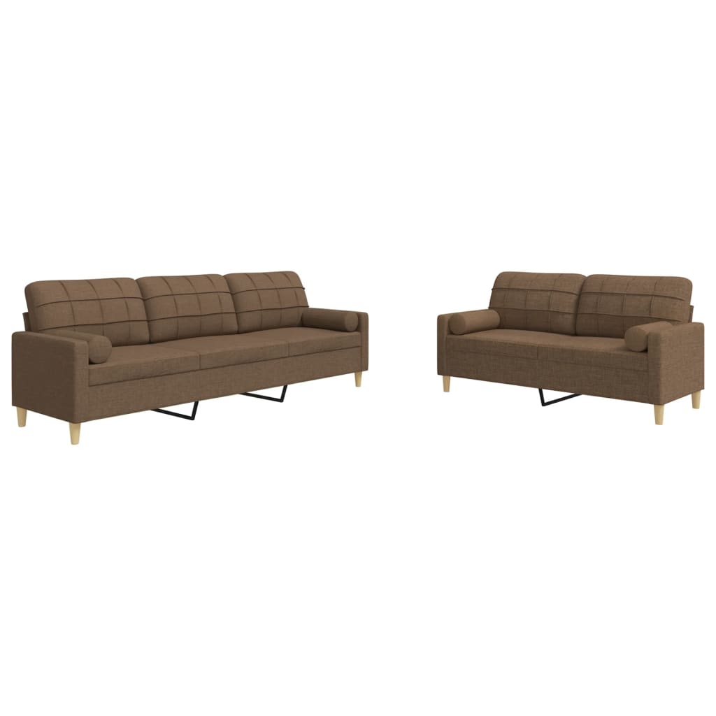 Ensemble de canapés 2 pcs avec coussins décoratifs marron tissu Canapés vidaXL