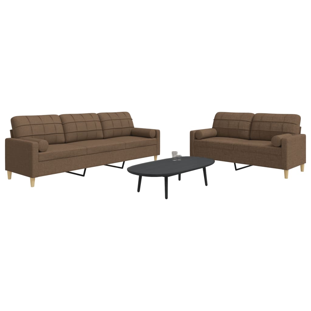 Ensemble de canapés 2 pcs avec coussins décoratifs marron tissu Canapés vidaXL