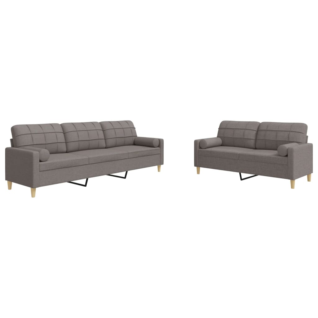 Ensemble de canapés 2 pcs avec coussins décoratifs taupe tissu Canapés vidaXL   