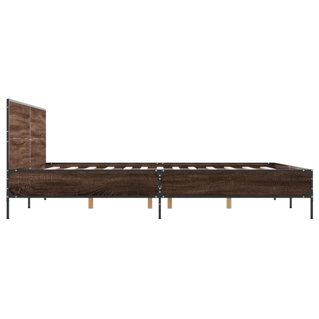 Cadre de lit chêne marron 120x190 cm bois d'ingénierie et métal Lits & cadres de lit vidaXL   