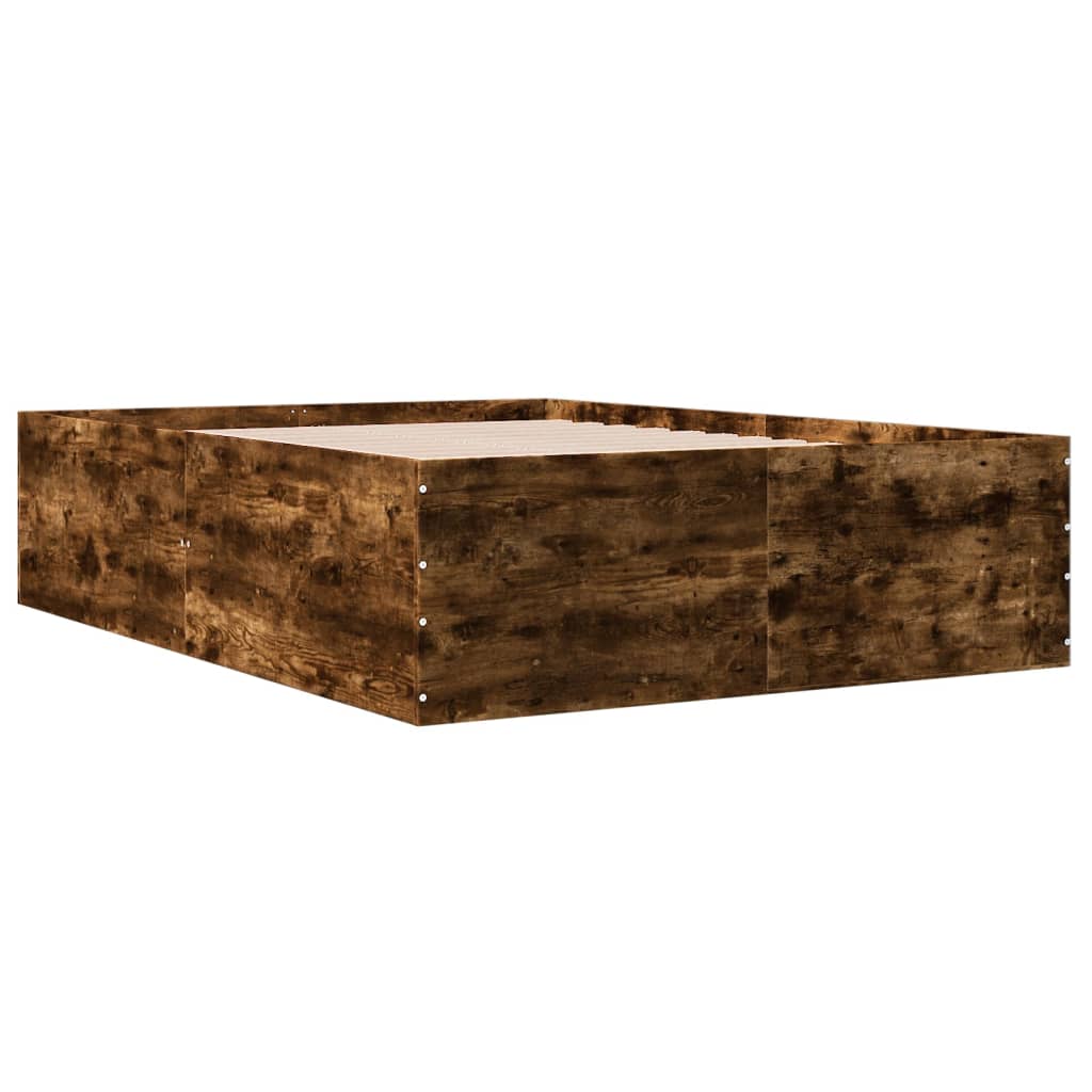 Cadre de lit chêne fumé 140x190 cm bois d'ingénierie Lits & cadres de lit vidaXL   