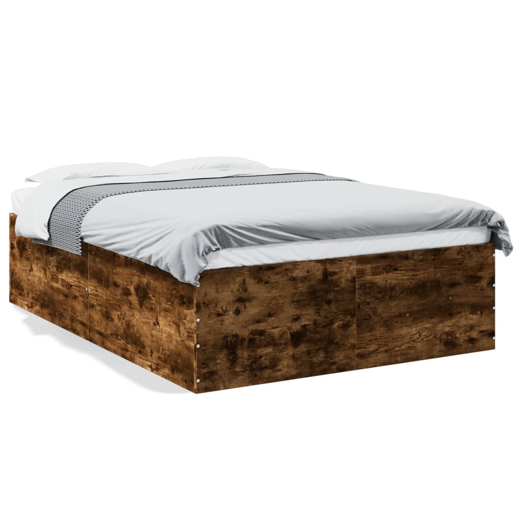 Cadre de lit chêne fumé 140x190 cm bois d'ingénierie Lits & cadres de lit vidaXL   