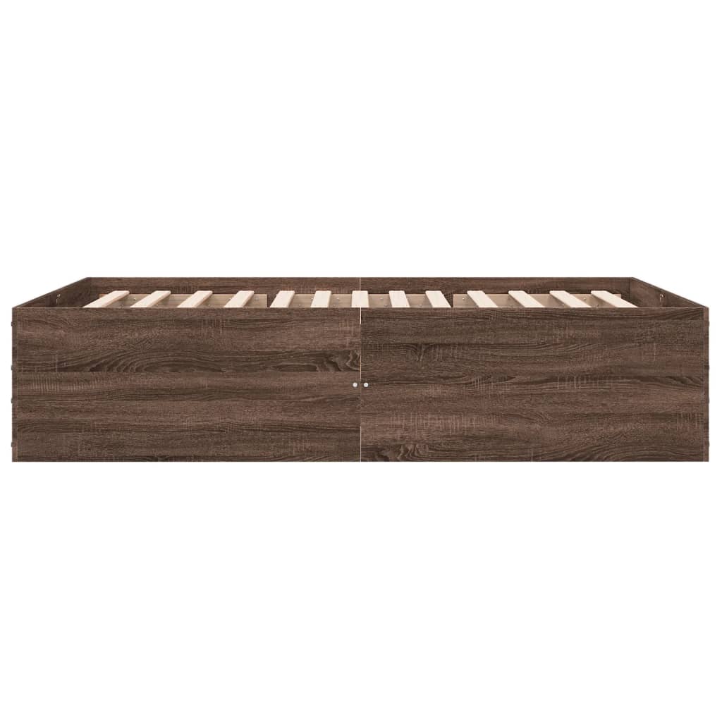 Cadre de lit chêne marron 140x190 cm bois d'ingénierie Lits & cadres de lit vidaXL   