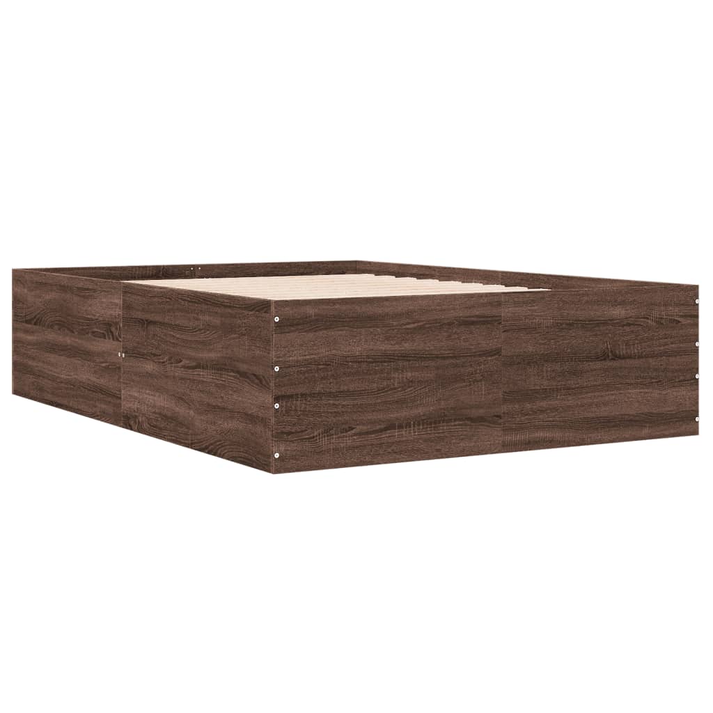 Cadre de lit chêne marron 140x190 cm bois d'ingénierie Lits & cadres de lit vidaXL   