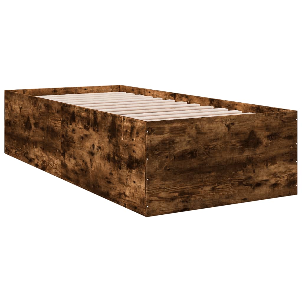 Cadre de lit chêne fumé 90x190 cm bois d'ingénierie Lits & cadres de lit vidaXL   