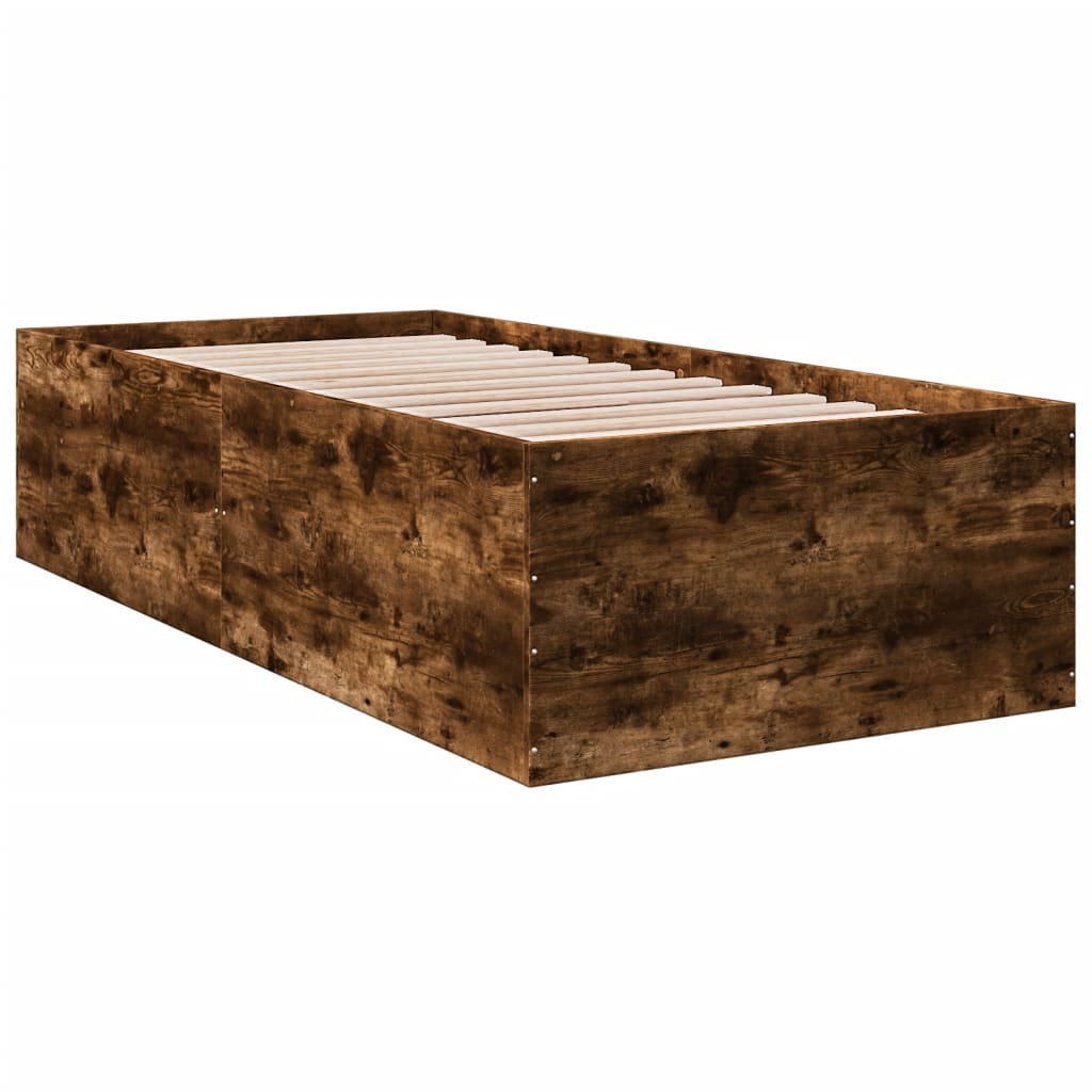 Cadre de lit chêne fumé 90x190 cm bois d'ingénierie Lits & cadres de lit vidaXL   