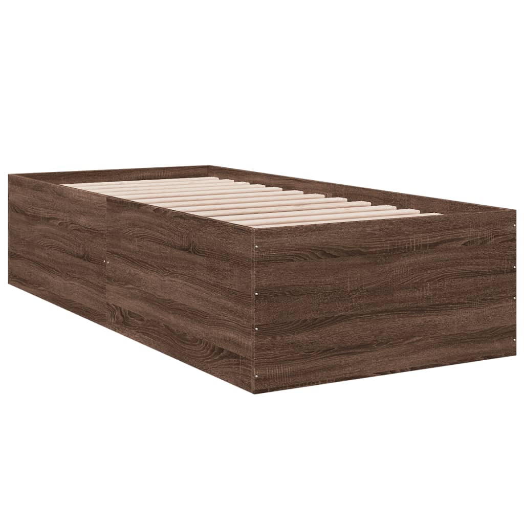 Cadre de lit chêne marron 90x190 cm bois d'ingénierie Lits & cadres de lit vidaXL   