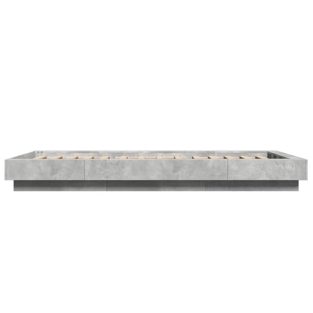 Cadre de lit avec lumières LED gris béton 75x190 cm Lits & cadres de lit vidaXL   