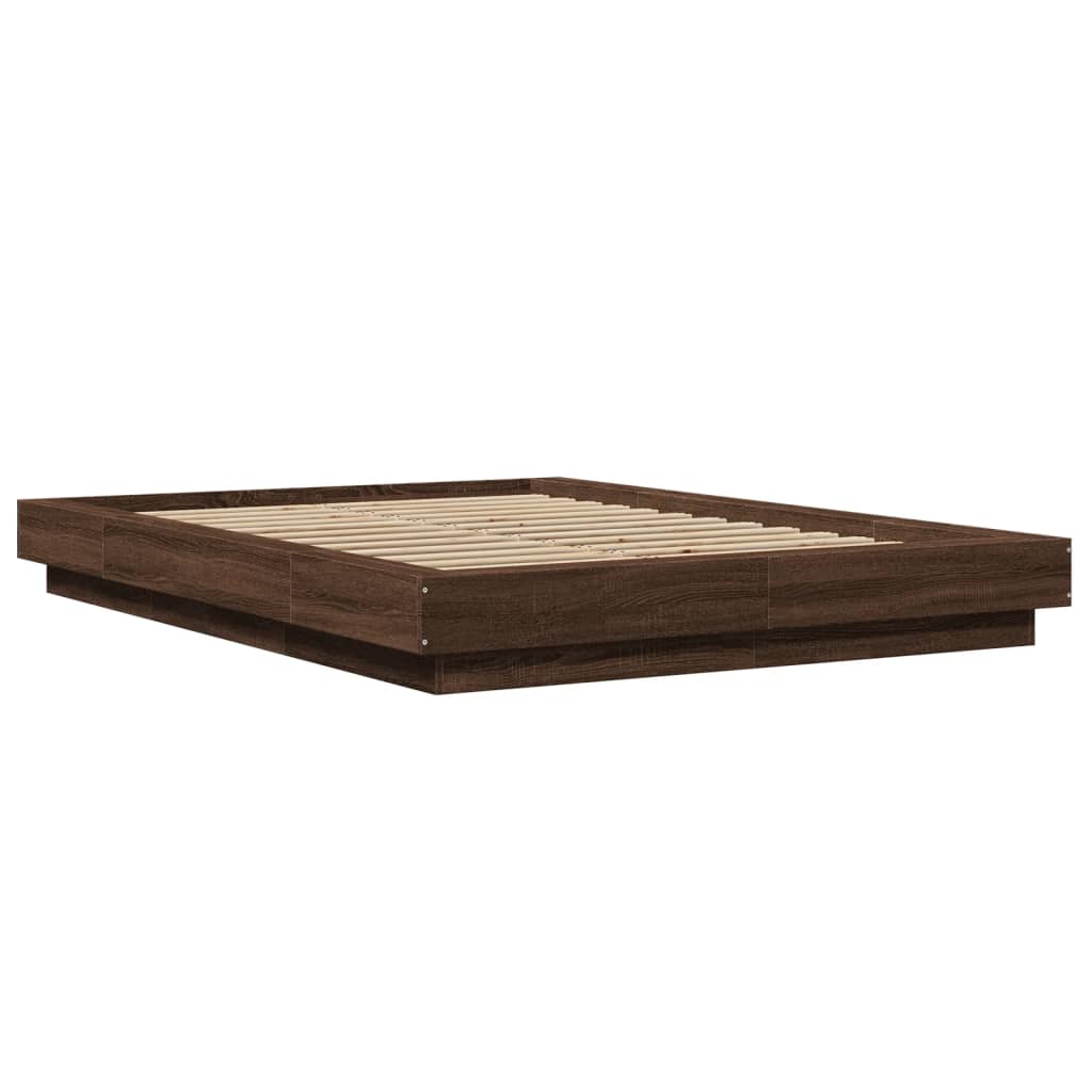 Cadre de lit chêne marron 140x190 cm bois d'ingénierie Lits & cadres de lit vidaXL   