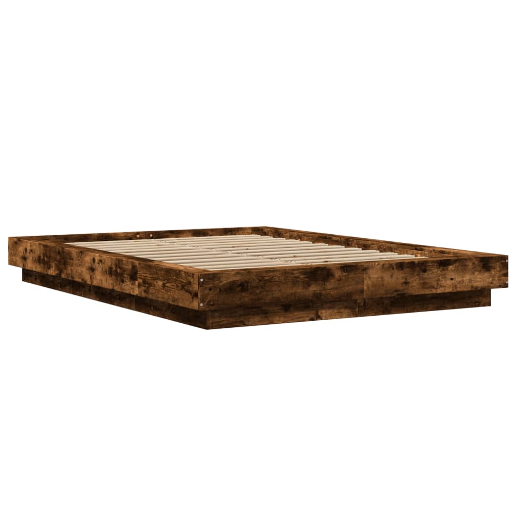 Cadre de lit chêne fumé 120x190 cm bois d'ingénierie Lits & cadres de lit vidaXL   