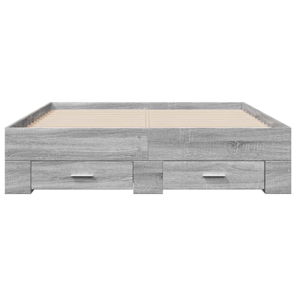 Cadre de lit et tiroirs sonoma gris 140x190 cm bois ingénierie Lits & cadres de lit vidaXL   