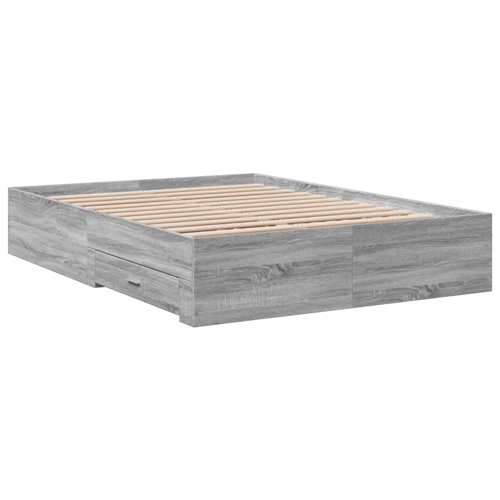 Cadre de lit et tiroirs sonoma gris 140x190 cm bois ingénierie Lits & cadres de lit vidaXL   