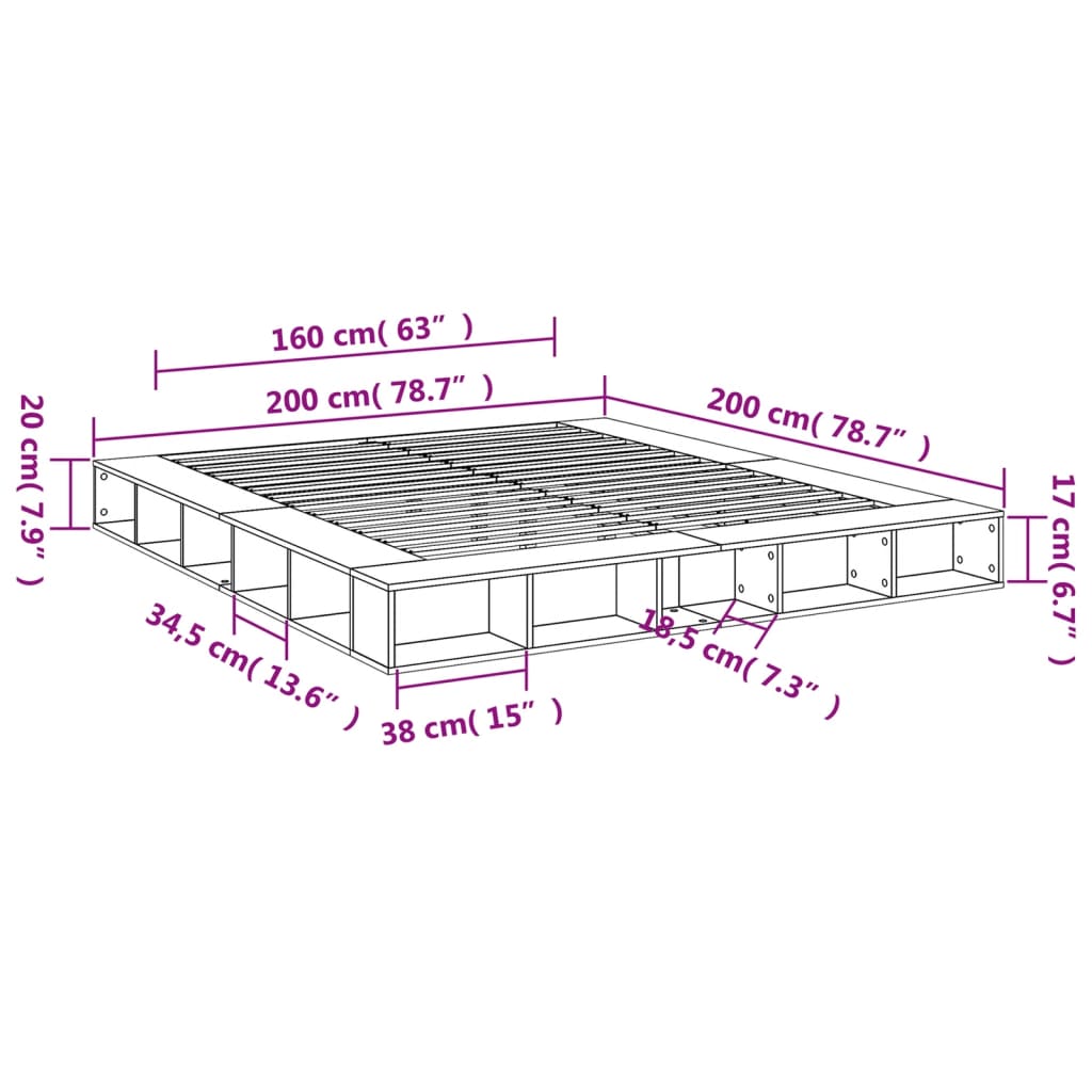 Cadre de lit blanc 200x200 cm bois d'ingénierie Lits & cadres de lit vidaXL   