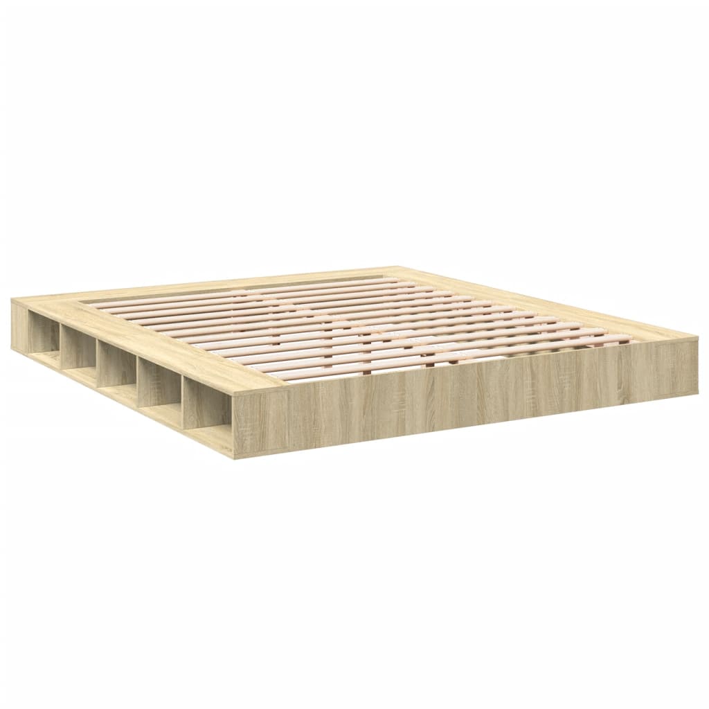 Cadre de lit chêne sonoma 200x200 cm bois d'ingénierie Lits & cadres de lit vidaXL   