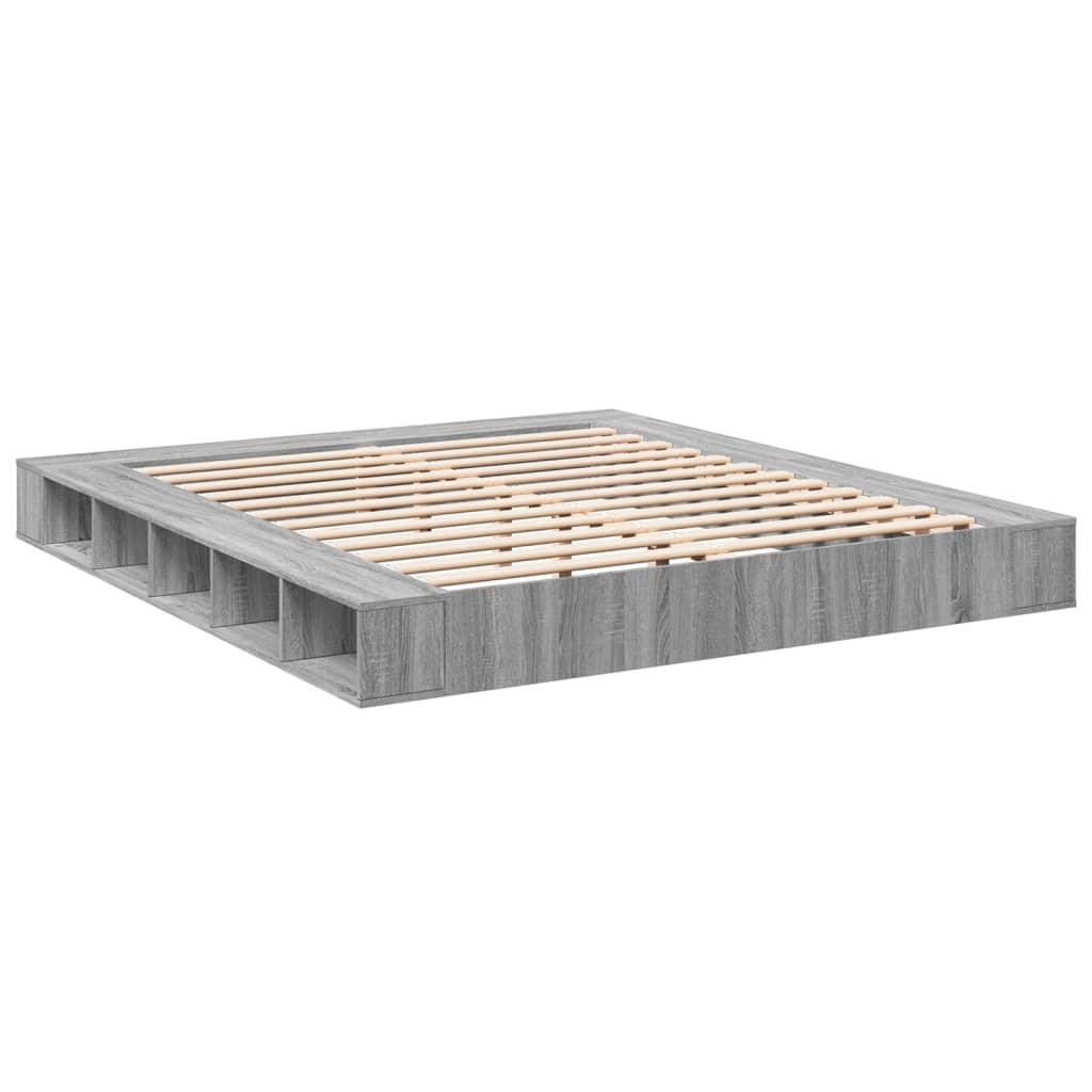 Cadre de lit sonoma gris 200x200 cm bois d'ingénierie Lits & cadres de lit vidaXL   