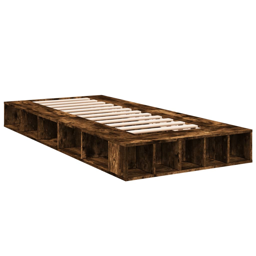 Cadre de lit chêne fumé 90x190 cm bois d'ingénierie Lits & cadres de lit vidaXL   