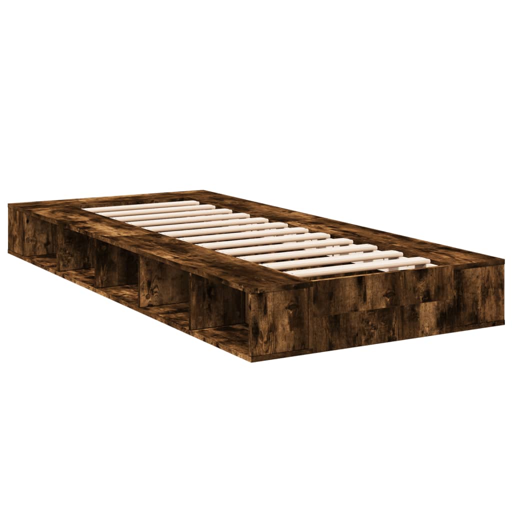 Cadre de lit chêne fumé 90x190 cm bois d'ingénierie Lits & cadres de lit vidaXL   