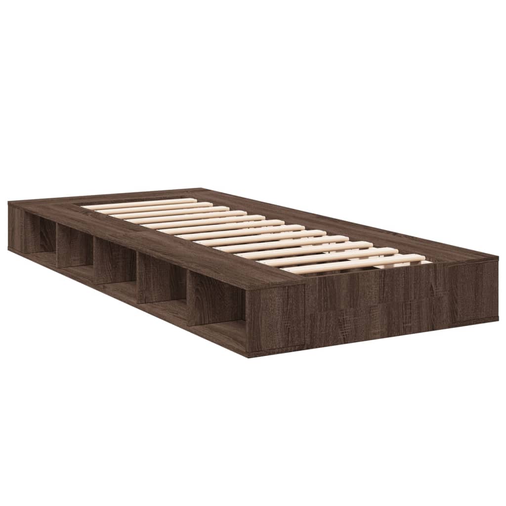 Cadre de lit chêne marron 90x190 cm bois d'ingénierie Lits & cadres de lit vidaXL   