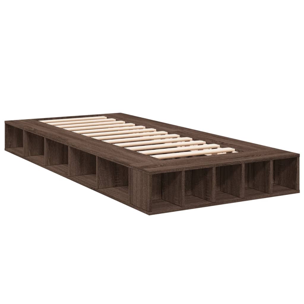 Cadre de lit chêne marron 75x190 cm bois d'ingénierie Lits & cadres de lit vidaXL   